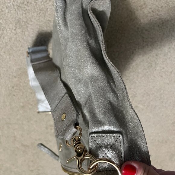 Erin Condren Metallic Silver Suede Crossbody Bag - Picture 6 of 8